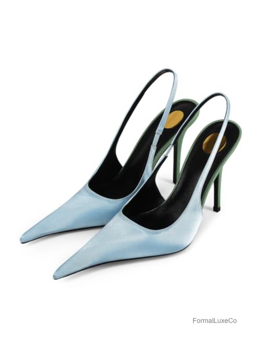 Satin Pointed Toe High Stiletto Heels Stretchy Ankle Strap Slingback Backless